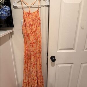 Free People Orange Floral Maxi Dress